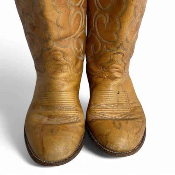 Vintage J. Chisholm Marbled Deerskin Leather Western Cowboy Boots Men's 9 D - Picture 3 of 11